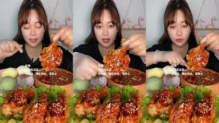 MUKBANG ASMR  Fried Chicken Legs Fatty Snow Exploded Belly Vermicelli [upl. by Oesile]