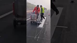 Hot melt marking process of road [upl. by Lunsford]