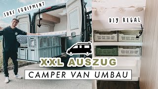 CAMPER VAN AUSBAU  XXL Heckauszug im Kastenwagen  DIY Regal für mehr Stauraum  EASY ALEX [upl. by Annavaig]