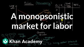 A monopsonistic market for labor  Microeconomics  Khan Academy [upl. by Akienahs]