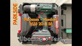 PARKSIDE  Perceuse  visseuse  PABS 20Li E6  unboxing et test [upl. by Ellehcen]