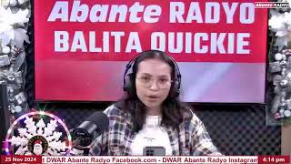 ABANTE RADYO BALITA QUICKIE I Romualdez pumalag sa mga akusasyon sa kanya I November 25 2024 [upl. by Onairotciv681]