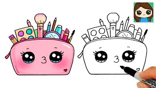 How to Draw a Makeup Beauty Bag Easy Cute 💄 [upl. by Nihs]