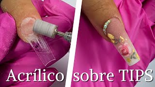 APRENDE a Aplicar ACRILICO Sobre TIPS  como poner Tips en las uñas  uñas acrílicas  tendencia [upl. by Suravart225]