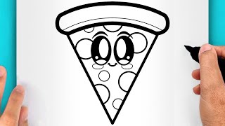 DISEGNI FACILI COME DISEGNARE UNA PIZZA KAWAII VIDEO DI DISEGNI [upl. by Eissej]