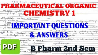 POC  1 Pharmaceutical Organic Chemistry 1 IMP QUESTIONS amp ANSWERS B pharmacy 2nd Sem [upl. by Sand]