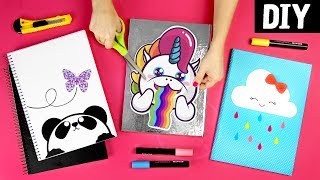 10 Ideias incríveis de Capa de Caderno 📚💜 DIY com Plástico Auto Adesivo [upl. by Lagasse]