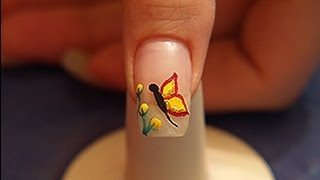 Butterfly springtime motif as fingernail design [upl. by Cynara]