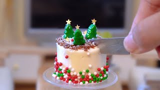 ASMR Easy Making Miniature Christmas Cake Decorating  Christmas is coming  Teeny Cakes [upl. by Lafleur593]