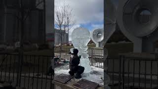 Ice sculpture in Barrie Ontario Canada icesculptingvideo winter canada followforfollowback [upl. by Orazal]