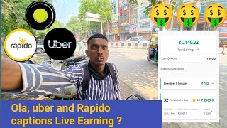 Ola  Uber and Rapido captain bike Taxi Live Earning  Uber UberIndia [upl. by Arette]