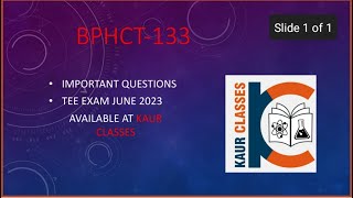 BPHCT133 JUNE 2023 Important questions [upl. by Quentin]