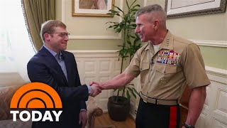 Marine reunites with good Samaritan who saved his life [upl. by Itsirc]