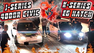 J Series 4 Door Civic vs K Series EG [upl. by Inele]