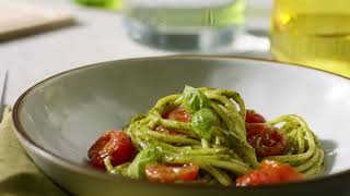 Barilla  How to make Spaghetti with Pesto genovese and roasted tomatoes [upl. by Azzil]