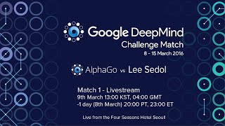 Match 1  Google DeepMind Challenge Match Lee Sedol vs AlphaGo [upl. by Polad]