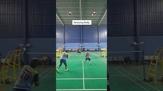 superb defense rally 😊 badminton badmintonlovers [upl. by Jacobba253]