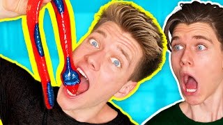 Gummy Food vs Real Food Challenge EATING GIANT GUMMY SNAKE Gross Worm Real Food Candy [upl. by Hercule568]