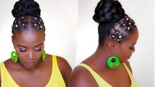 NATURAL HAIR PROTECTIVE HAIR STYLE WITH BUN  4C HAIR [upl. by Eseret]