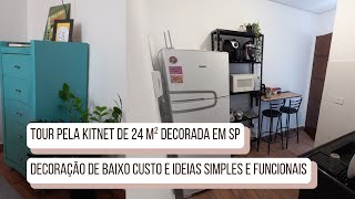 Tour pela kitnet de 24 m² em São Paulo decoração com ideias funcionais de baixo custo [upl. by Aihsas]