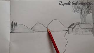 How to draw simple nature drawingnisarg chitraeasy pincil sketch [upl. by Judie887]