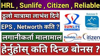 HRL मा 29 नाफा  citizen Life insurance  Reliable Life insurance  sun life insurance [upl. by Notgnirrac]