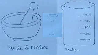 How To Draw Pestle amp Mortar Funnel Beaker diagram  Chemistry Apparatus drawing very simple amp easy [upl. by Ariayek]