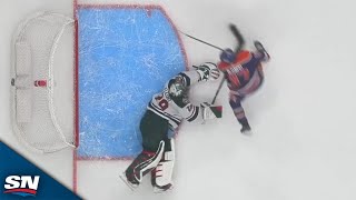 Wilds MarcAndre Fleury Makes Stunning Poke Check To Deny Oilers Connor McDavid [upl. by Nnagem75]