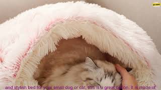 1005005195120119 New Warm Dog Cat Bed Round Long Plush Cats House Cave Pet Kitten Cush [upl. by Lossa]