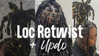 How To Retwist Locs  Style  Loc Updo [upl. by Lazaro395]