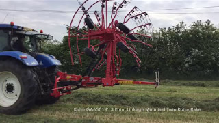 CampO Tractors  Kuhn GA 6501 P 3 Point Linkage Mounted Twin Rotor Rake [upl. by Crofton353]