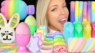 ASMR PASTEL FOOD CHUBBY BOTTLE JELLY BUNNY COOKIE MARSHMALLOW PEEPS EASTER DESSERT MUKBANG 먹방 [upl. by Zina]