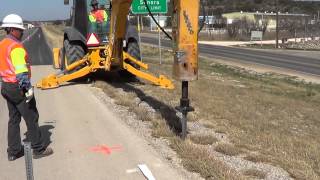 INSTALLATION OF DELINEATORS WITH A BACKHOE TXDOTS MAINT CREW SONORA TX [upl. by Oicnecserc762]