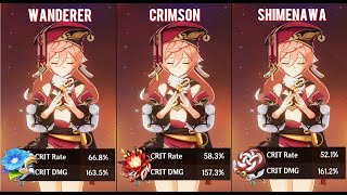 Yanfei  Wanderer Troupe vs Crimson Witch vs Shimenawa Reminiscence  Artifact Comparison [upl. by Abigail759]