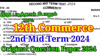 12th Commerce 2nd Mid term Question Paper 2024  Important Model  12th Commerce second Mid term [upl. by Kirrad]