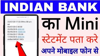 Indian Bank mini statement kaise check kare।। How to check mini statement of Indian Bank account [upl. by Marina]