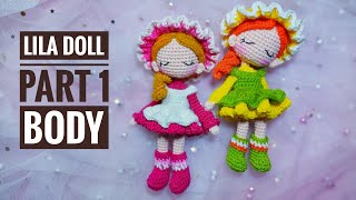 5 Lila doll tutorial part 14 Doll body Hướng dẫn móc búp bê Lila [upl. by Perzan359]