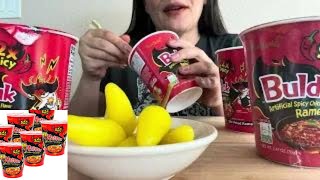 SAMYANG 2x SPICY NOODLES CHALLENGE Eating Sounds LIGHT WHISPER l DE LETS EAT [upl. by Okime713]