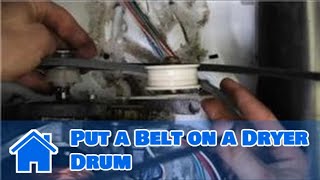 Washer amp Dryer Repair  How to Put a Belt on a Dryer Drum [upl. by Iaka]