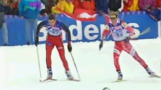 Nordic World Ski Championships Ramsau 1999 Mens Relay Hoffmann AUT vs Alsgaard NOR [upl. by Sineray]