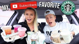 Trying MY Subscribers FAVORITE Starbucks Drinks [upl. by Notxed270]