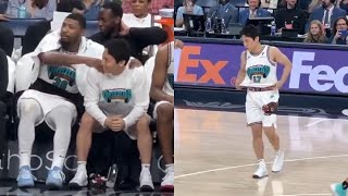 Yuki Kawamura having fun with Grizzlies fans and gets standing ovation for home debut [upl. by Nuahsed]