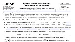 IRS Form 8915F walkthrough Qualified Disaster Retirement Plan Distributions amp Repayments [upl. by Phelps]