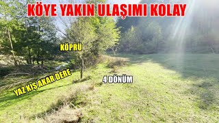 YAZ KIŞ AKARSU KENARINDA 4 DÖNÜM SULANABİLİR KÖYE YAKIN TARLA  HOBİ BAHÇESİ [upl. by Qerat]