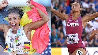 Thiam wins 2nd heptathlon title Anna Hall breaks a JJK record and wins USAs 1st medal since 2001 [upl. by Rutger]