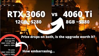 3060 12GB vs 4060 Ti 8GB It doesnt even always beat the 3060 [upl. by Yggam924]