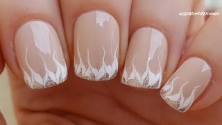 NEEDLE NAIL ART 16  Marble Flame FRENCH MANICURE [upl. by Grieve710]