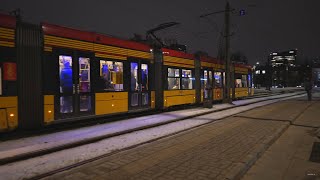 Poland Warsaw tram 1 night ride from Rondo quotRadosławaquot to Park Traugutta [upl. by Alleon297]