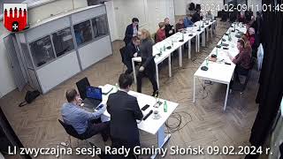 LI zwyczajna sesja Rady Gminy Słońsk 09022024 [upl. by Ainot]