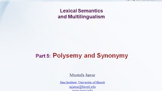 Jarrar Lexical Semantics and Multilingualism Part 55 [upl. by Prouty]